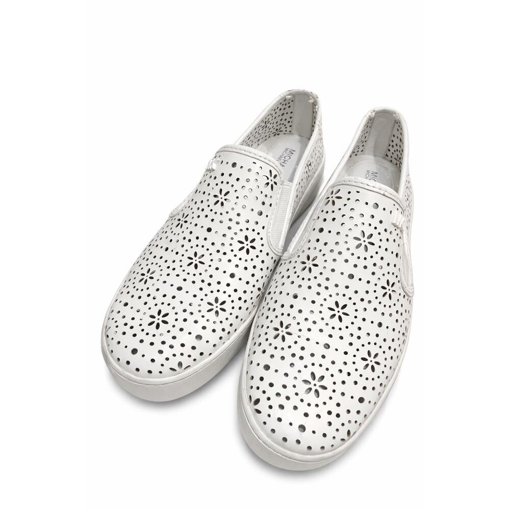 MICHAEL Michael Kors Kane Perforated Slip-On White Leather Clean Sneakers Sz 7 W - Picture 2 of 6